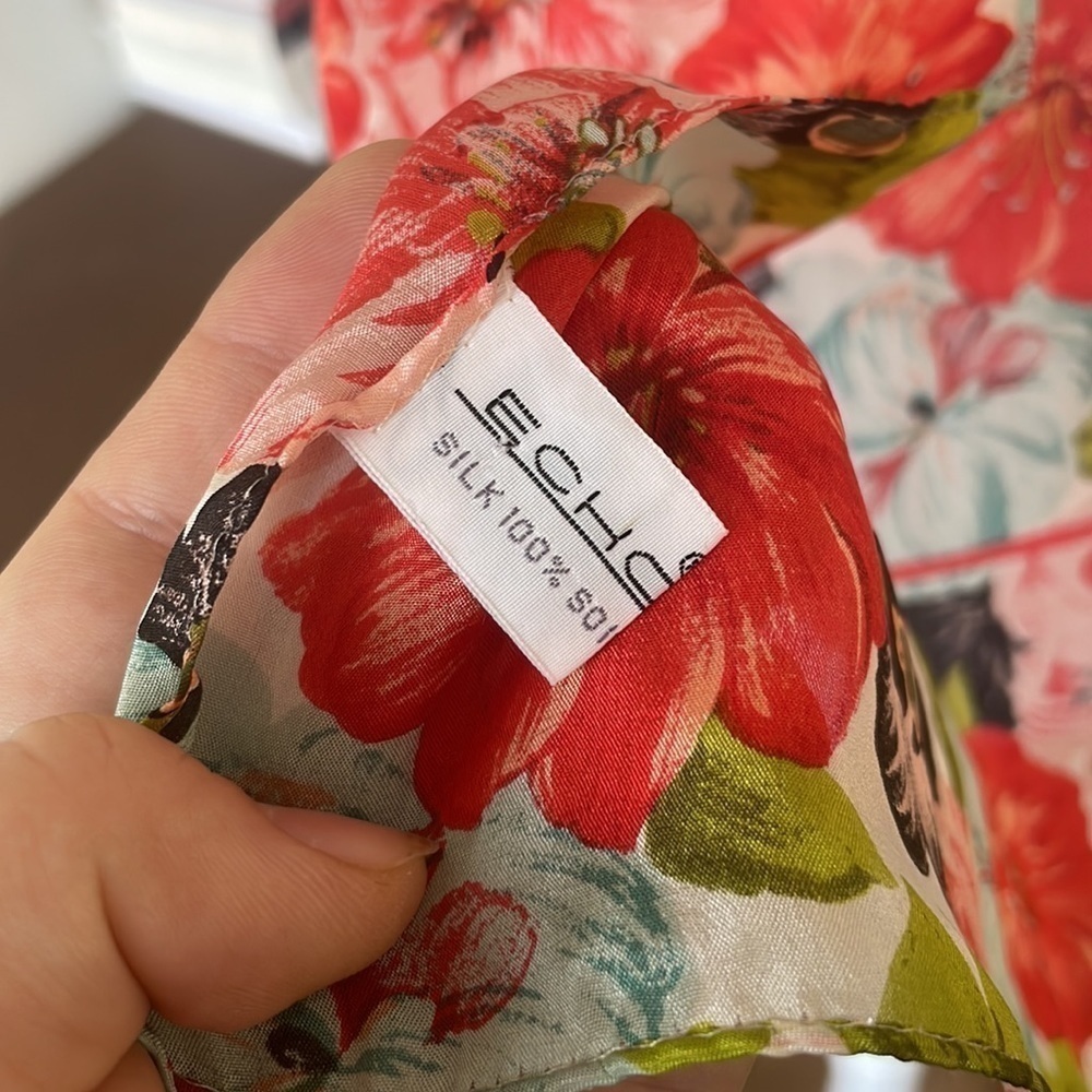 ECHO 100% Silk Japanese Scarf Floral - Picture 4 of 5